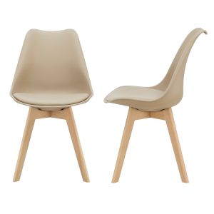 Juego de 2 sillas de comedor fläten  82x49x54cm polipiel - beige [en.casa]