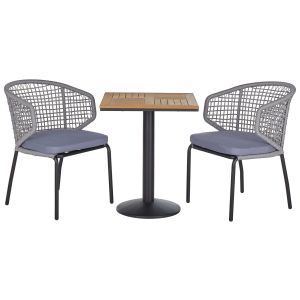 Conjunto de balcón con cojines palmi metal gris