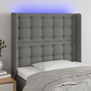 Cabecero con LED de tela gris oscuro103x16x118/128 cm eso7611
