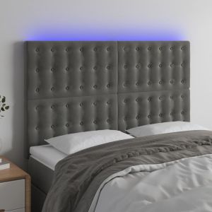 Cabecero con luces LED terciopelo gris oscuro 144x5x118/128 cm eso1527