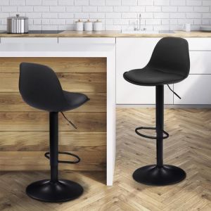 Lote de 2 taburetes de bar negros ajustables - 39x42x82-104 cm