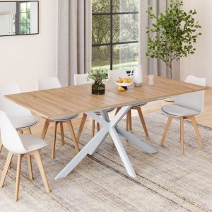 Mesa comedor extensible alix blanca con almacenaje - 160-200 cm