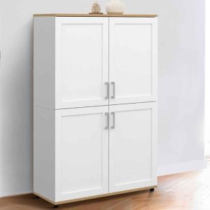 Aparador alto vito - blanco y madera - 125 cm