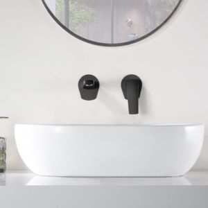 Imex - grifo monomando lavabo empotrado negro serie delos