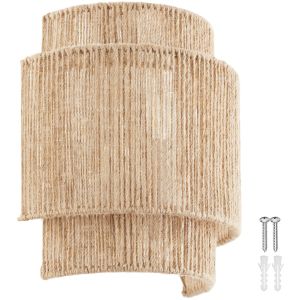 Aplique de pared de yute en estilo boho, 40w y 23x12x25,5 cm, natural