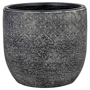 Macetero de fibra de vidrio gris 43,5 x 43,5 x 40cm