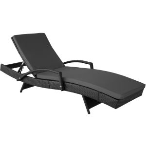Tectake tumbona reclinable de aluminio y polirratán acolchada 190x71x74cm