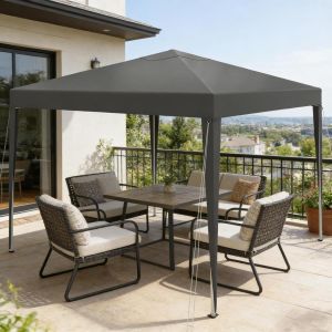 Pabellón plegable 3x3 m gris oscuro con bolsa ajustable