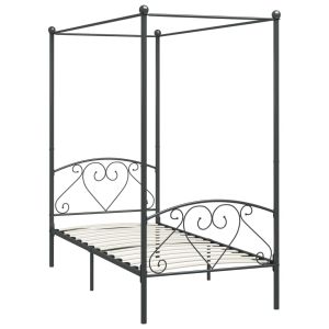 vidaXL estructura cama con dosel sin colchón metal gris 100x200 cm