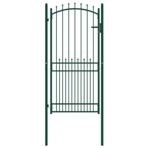 vidaXL puerta de valla con picos acero verde 100x200 cm