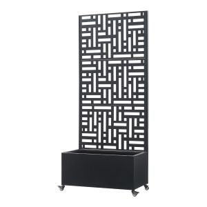 Tabique bernalda con jardinera acero 190x82x38cm - negro [casa.pro]