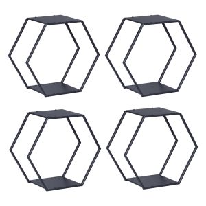 Juego de 4 estantes tand metal 32x37x19cm - negro [en.casa]