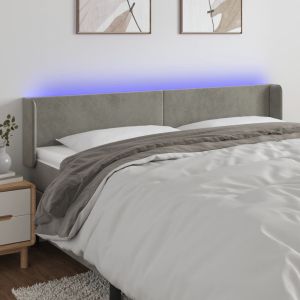 Cabecero con LED de terciopelo gris claro 183x16x78/88 cm eso7286