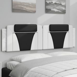Cabecero de cama acolchado cuero sintético blanco negro 180 cm eso1153