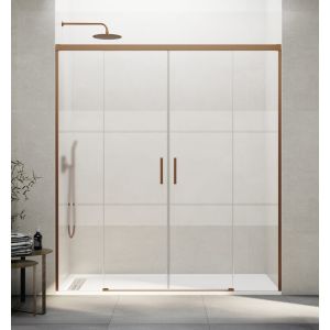 Mampara basic spazio 2 puertas + 2 fijos serigrafiado cobre 210 cm
