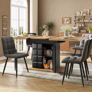 Mesa comedor extensible mdf negro natural 110-140 cm