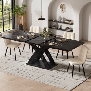 Mesa comedor extensible negro 75x120x80 cm cocina salón