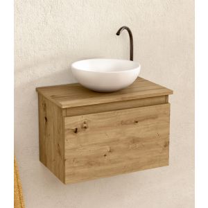 Mueble baño suspendido 49,5cm roble lavabo redondo bellobath