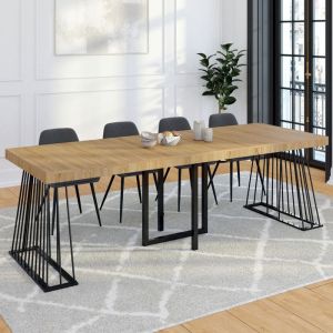 Mesa consola extensible industrial de madera negra de 235 cm