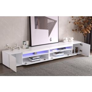 Mueble de tv con LED diseño simétrico blanco 35,5x240x38,5cm