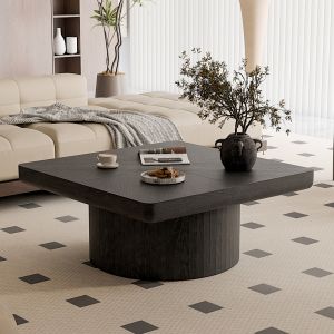 Mesa de centro cuadrada para salón madera y mdf negro