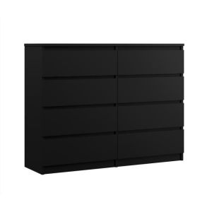 Cómoda 8 cajones - negro mate 138 x 101 x 39 cm