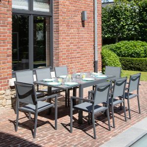 Conjunto de muebles de jardín de textileno gris de 8pl. Aluminio antracita