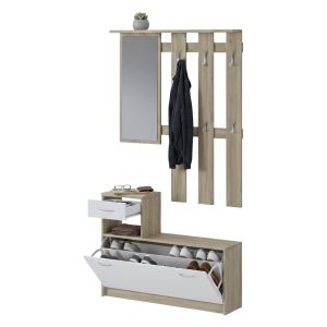 Mueble de entrada garolfo, 8 pares, madera blanca