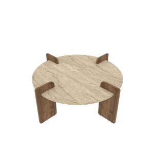Mesa baja de madera "avoure" - 90 x 90 x 35 cm - travertino