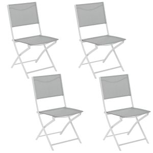 Juego de 4 sillas plegables de jardín modula en color piedra y blanco