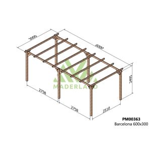 Pérgola de madera maciza - barcelona 600x300cm (maderland)