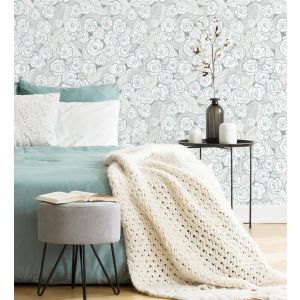 Papel pintado gaulan   de flores celeste  5.23m²
