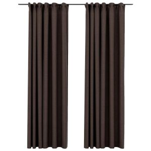 vidaXL cortinas opacas ganchos look de lino 2 pzs gris taupe140x245cm