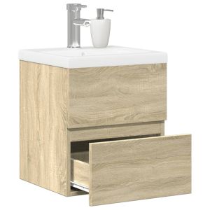 Set de muebles de baño 2 pzas madera contrachapada roble sonoma esb3333