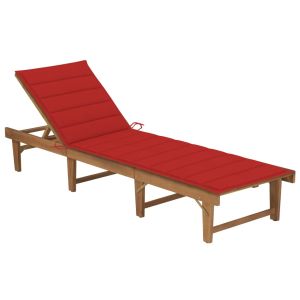 vidaXL tumbona plegable con cojín madera maciza de acacia