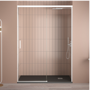 Mampara ducha frontal corredera 145 cm (adaptable 139-144cm) blanco mate