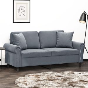 Sofá de 2 plazas con cojines terciopelo gris oscuro 140 cm es1525