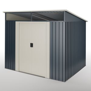 Caseta metálica de jardín 6,6m2 Wasabi – tragaluz - puerta corredera - gris