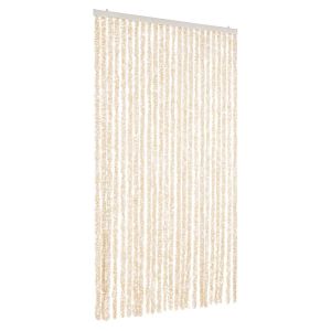 vidaXL cortina antimoscas chenilla beige y blanco 100x230 cm