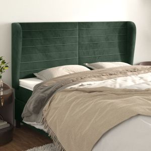 Cabecero con orejas de terciopelo verde oscuro 163x23x118/128cm eso5475