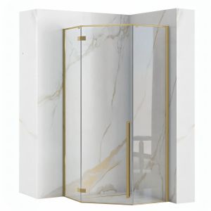 Rea cabina de ducha diamond 100x100 brush gold, 100x100x195 cm