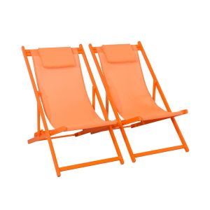 Tumbona de aluminio multi posiciones, set de 2 naranja 99x88.5x58 cm