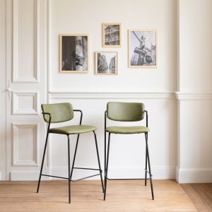 Pack de 2 taburetes de bar léon de polipiel verde