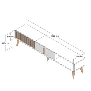 Mueble para la tele de madera <<milan>> - 180 x 35 x 40 cm - nogal, blanco