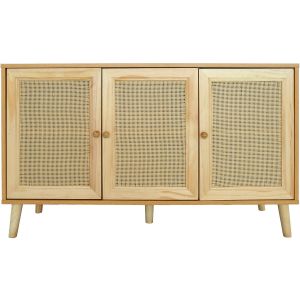 Aparador estilo caña "neuille" - 120 x 40 x 71,5 cm - beige -