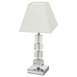 Lámpara de mesa poliéster, cristal k9, metal color beige 20x20x47 cm homcom