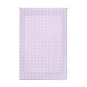 Estor enrollable premium 110x180  morado con motas blancas