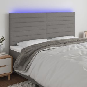 Cabecero con luces LED tela gris oscuro 180x5x118/128 cm eso7307