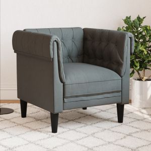Sillón chesterfield de tela gris oscuro qweo7694