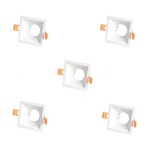 Pack 5 foco empotrable confort cuadrado blanco wonderlamp 1xgu10